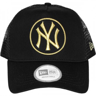 Casquette Trucker New Era - 9Forty MLB Metallic Medal Trucker Black/Gold - New York Yankees